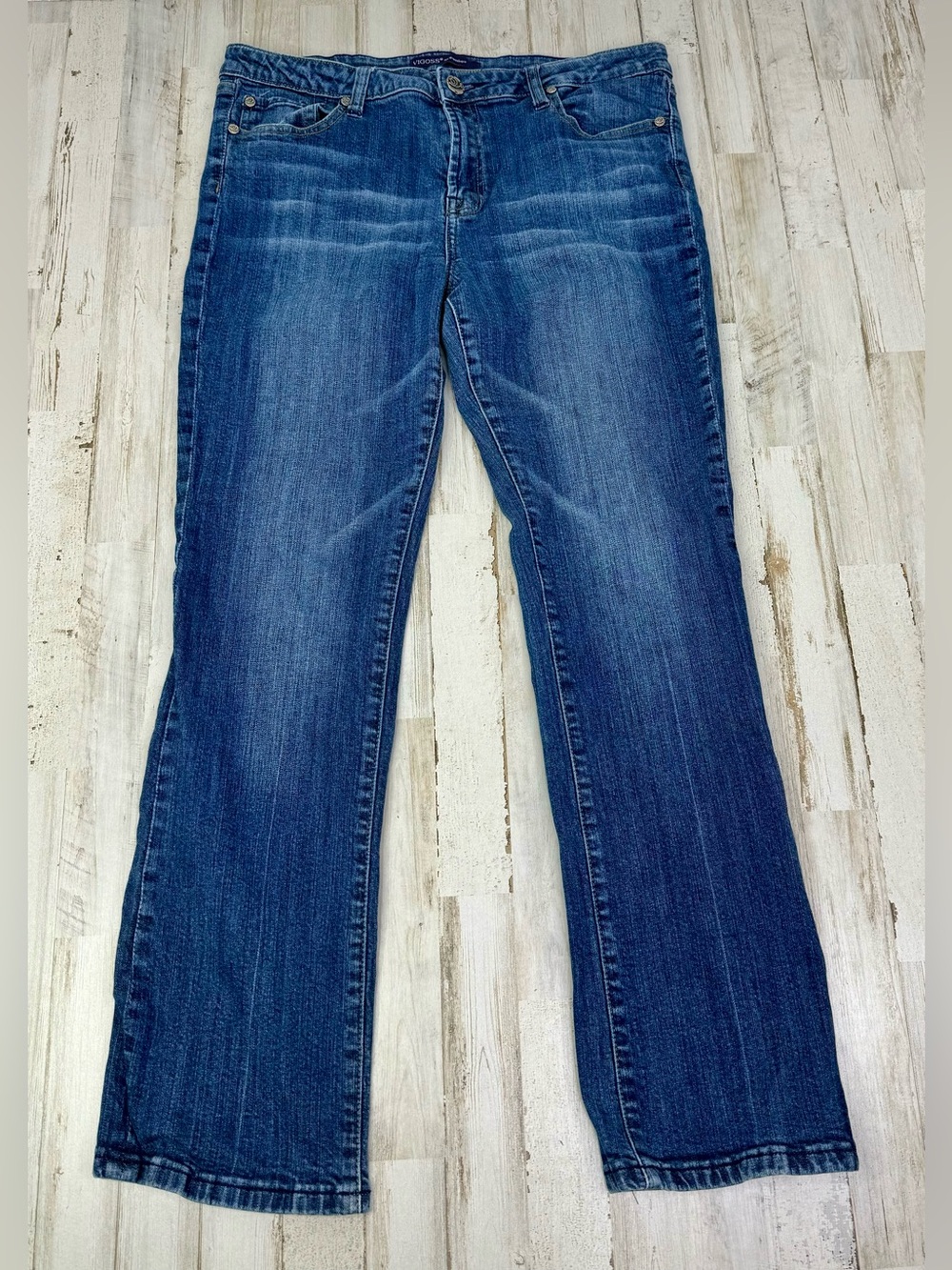 VIGOSS Straight Leg Jeans Women’s 13/14 (34x30) Blue Wash Stretch Denim - Picture 2 of 11